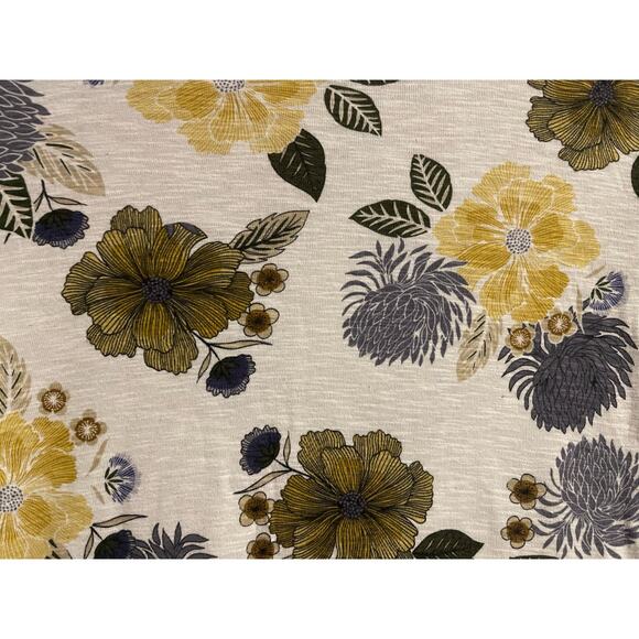 Loft Outlet Large Petite Top Off White Floral Mock Turtleneck with Short Sleeves - Picture 2 of 7